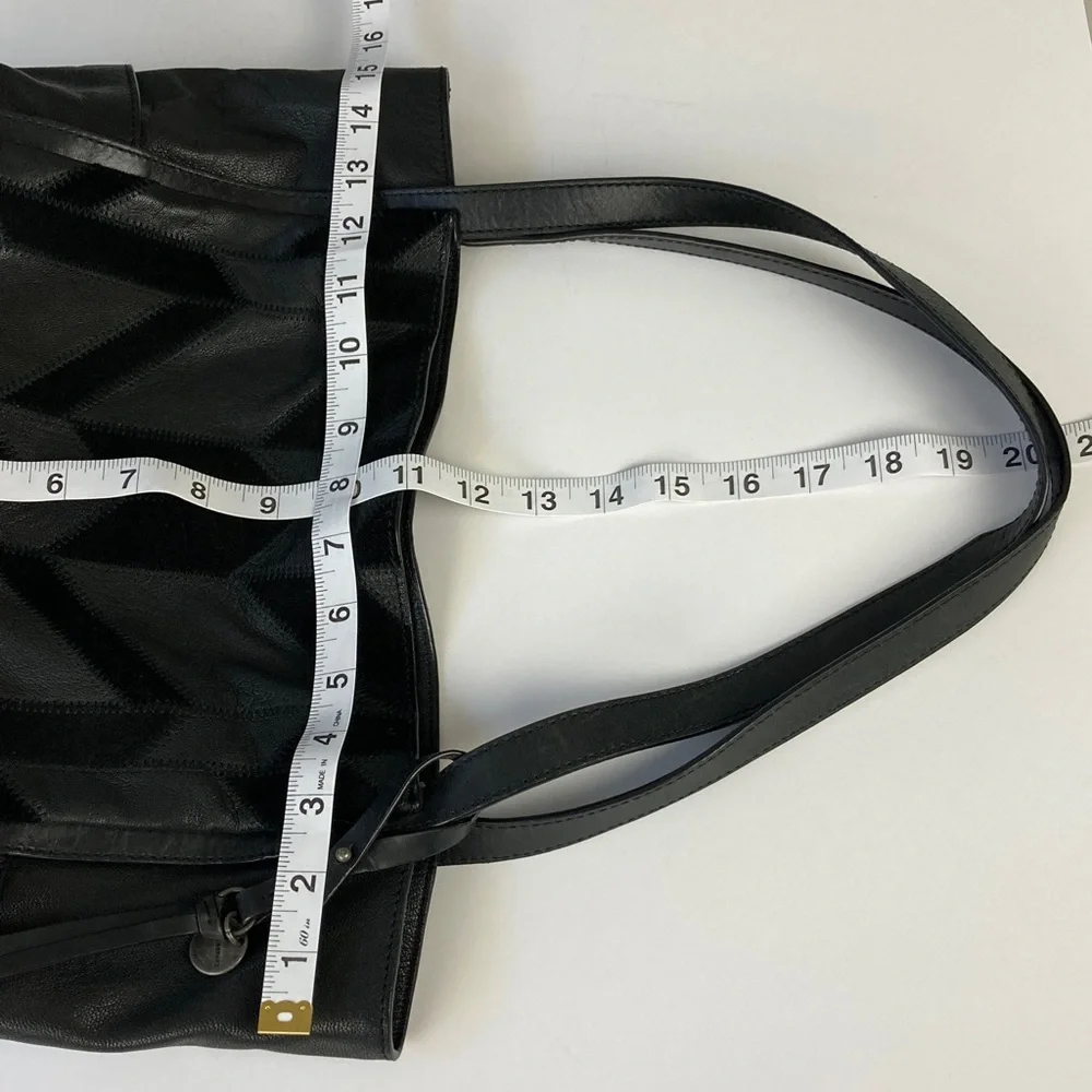 Lucky Brand Black Leather Patchwork Hobo Bag